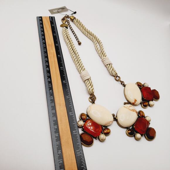 Chico’s Chunky Mixed Gemstone Lucite Statement Necklace NWT 27 Inch - Picture 7 of 9